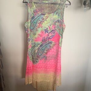 Bright Paisley Tank Dress in Neon Pink and Lime